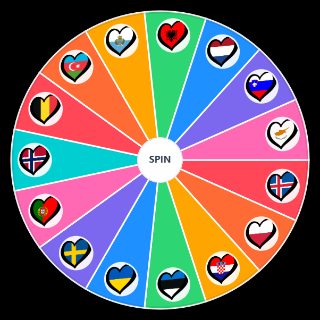 Random Eurovision 2025 First Semi Final Hearts Version Wheel