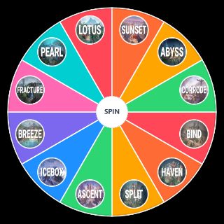 Random valorant map up to corrode (with names) Wheel