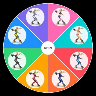 Zero Suit Samus Costumes/Colors/Alts Wheel