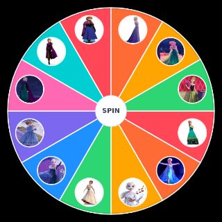 Frozen and Frozen 2 outfits Wheel