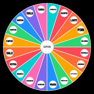 Spin the Wheel: Kaupungit lista