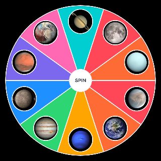 Random Every planet (moon included) Wheel